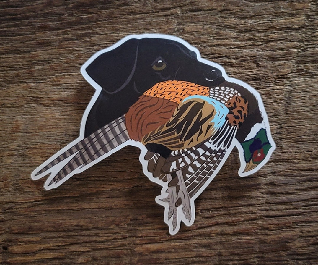 Black Labrador Retriever with Pheasant Sticker