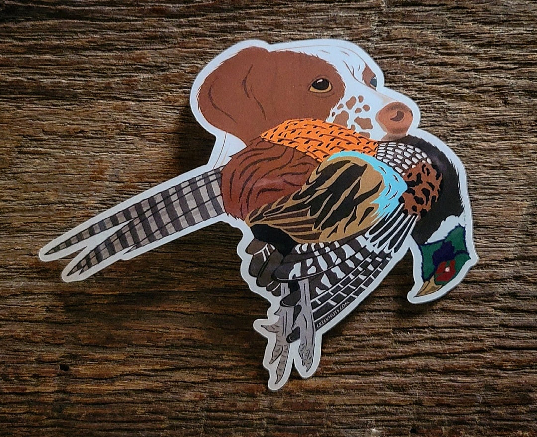 Brittany Spaniel with Pheasant Sticker