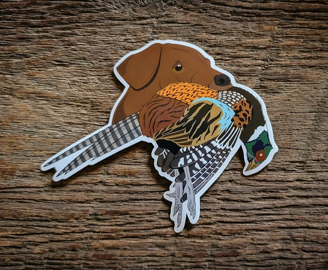 Red Labrador Retriever with Pheasant Sticker