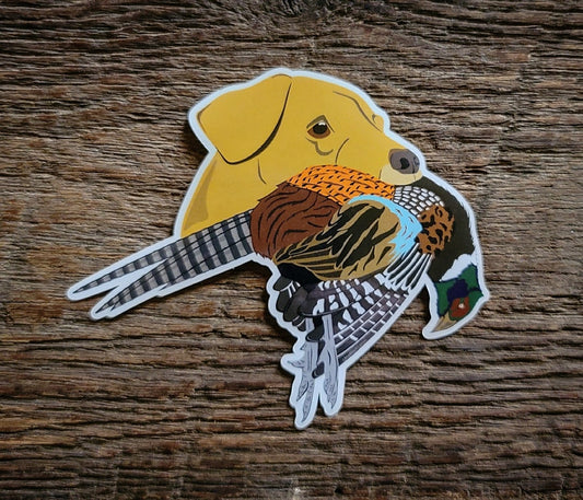 Yellow Labrador Retriever with Pheasant Sticker