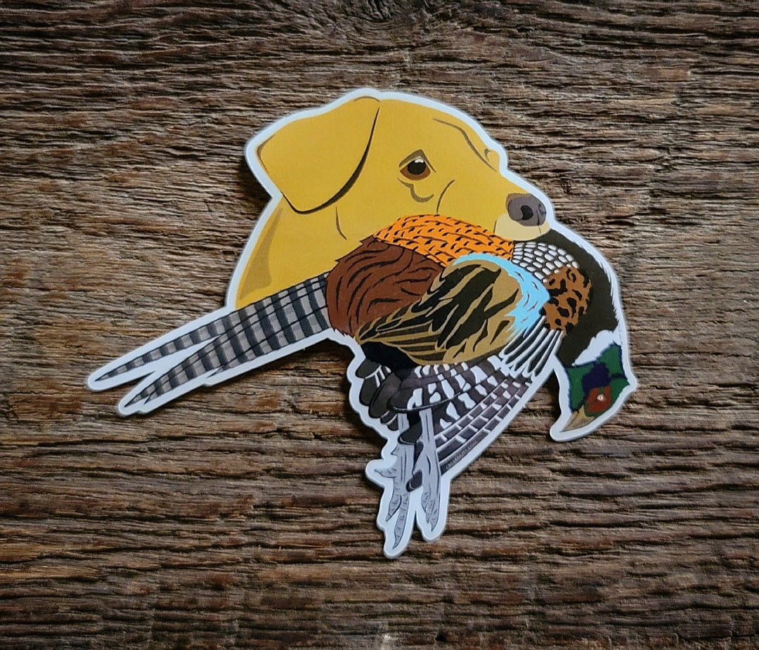 Yellow Labrador Retriever with Pheasant Sticker