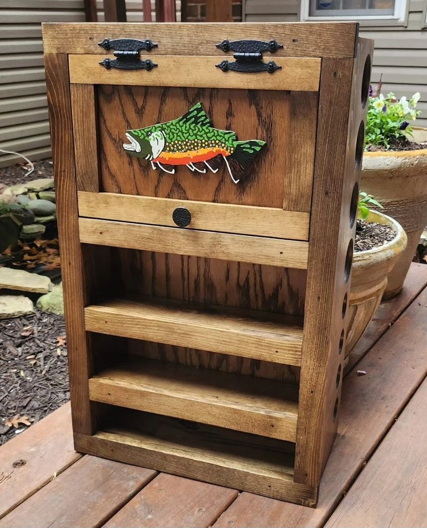 Kinniconnick Fly Rod & Reel Cabinet - Trout