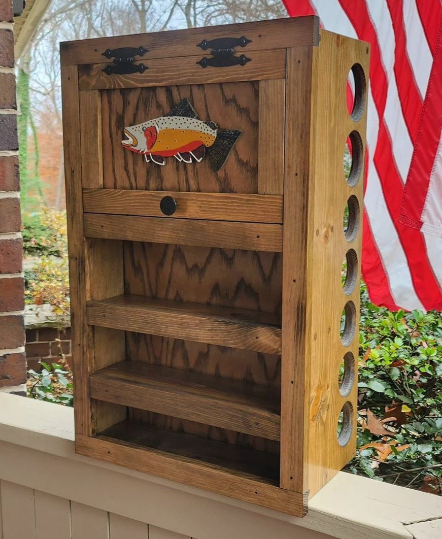 Kinniconnick Fly Rod & Reel Cabinet - Trout