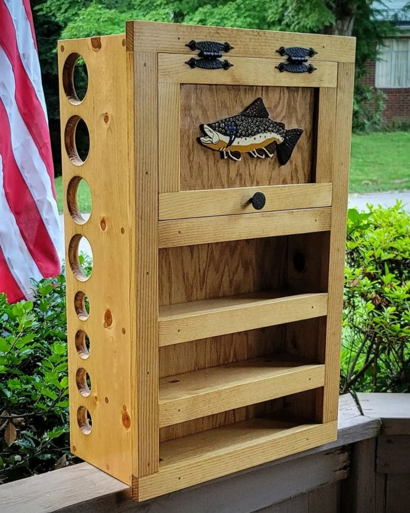 Kinniconnick Fly Rod & Reel Cabinet - Trout