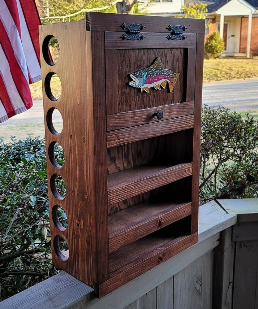 Kinniconnick Fly Rod & Reel Cabinet - Trout