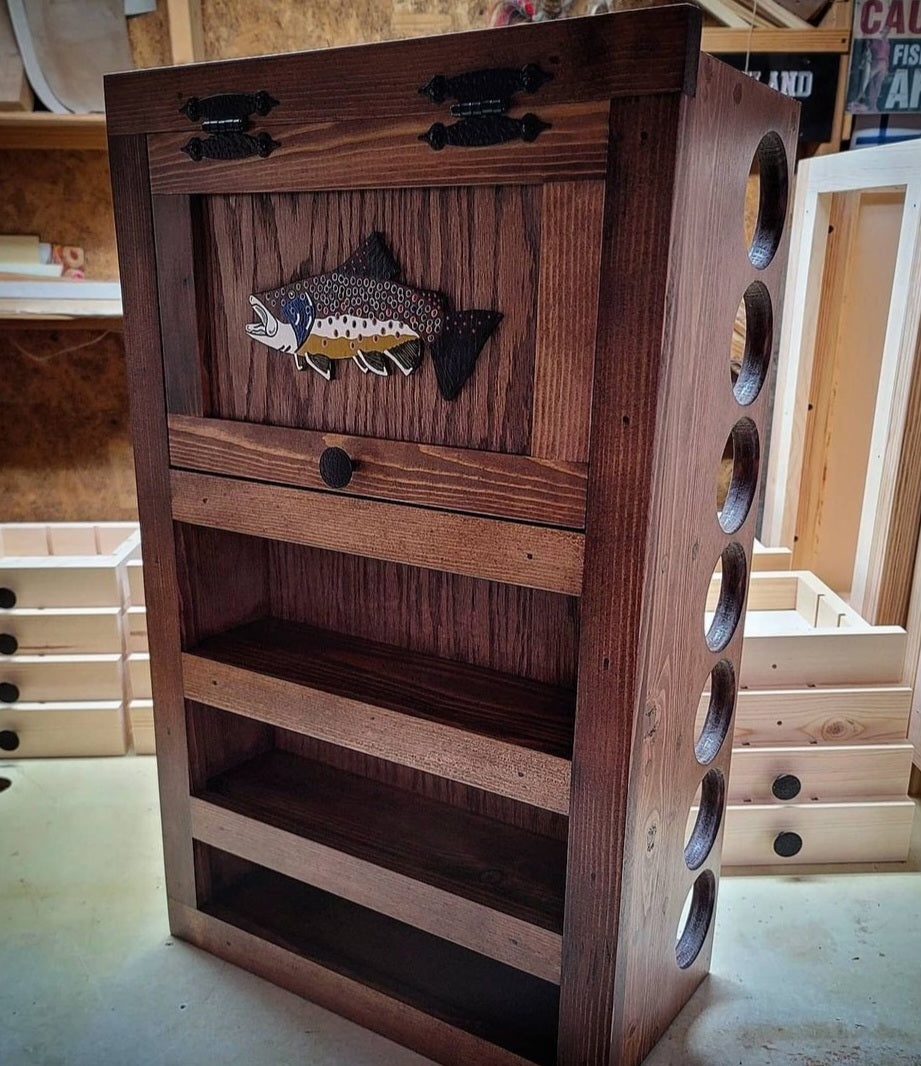 Kinniconnick Fly Rod & Reel Cabinet - Trout
