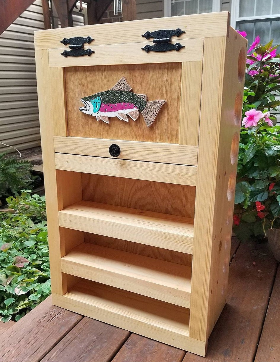 Kinniconnick Fly Rod & Reel Cabinet - Trout