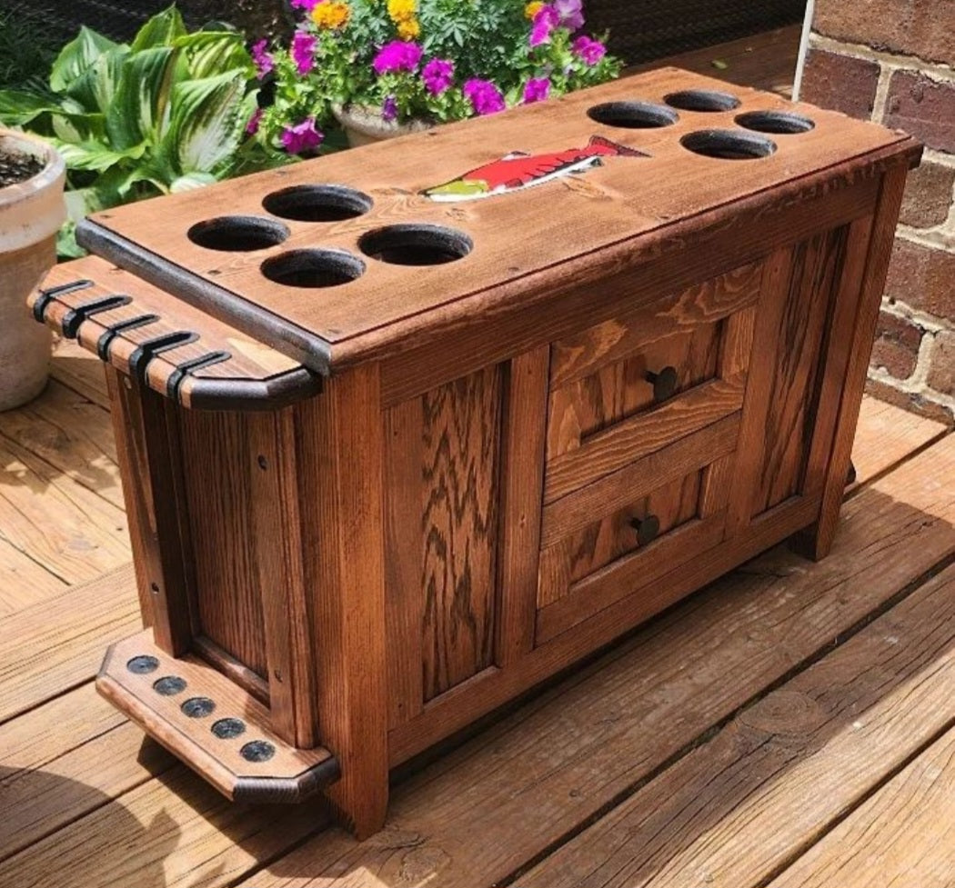 Elkhorn Fly Rod & Reel Cabinet with Side Rod Racks - Salmon & Exotic Species