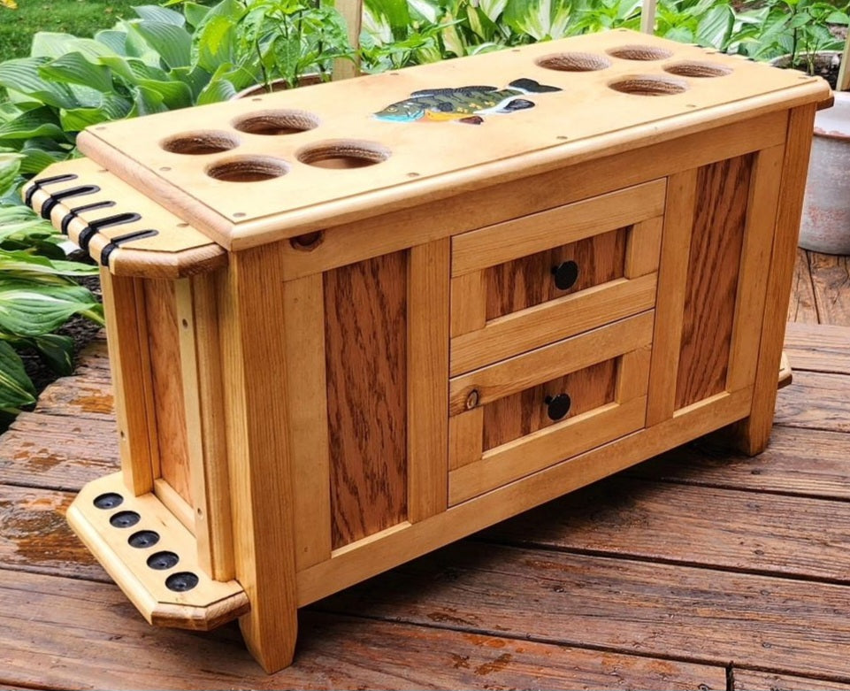 Elkhorn Fly Rod & Reel Cabinet with Side Rod Racks - Saltwater