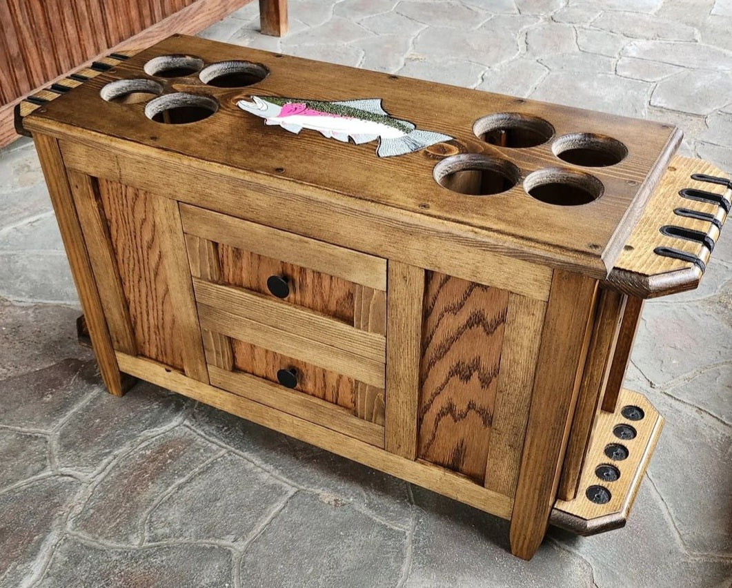 Elkhorn Fly Rod & Reel Cabinet with Side Rod Racks - Salmon & Exotic Species