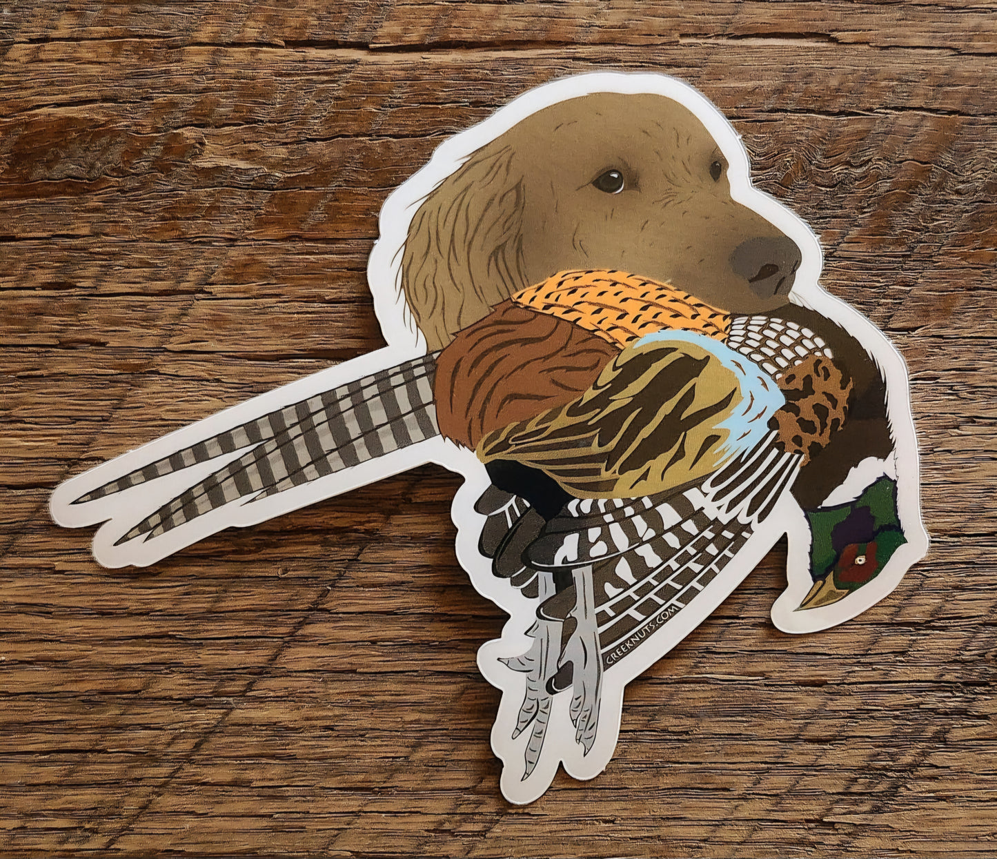 Blonde Cocker Spaniel with Pheasant Sticker
