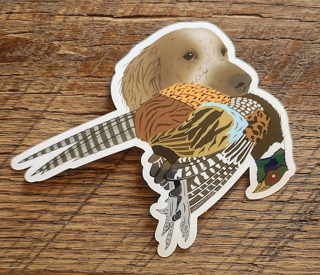 Red/Blonde Cocker Spaniel with Pheasant Sticker