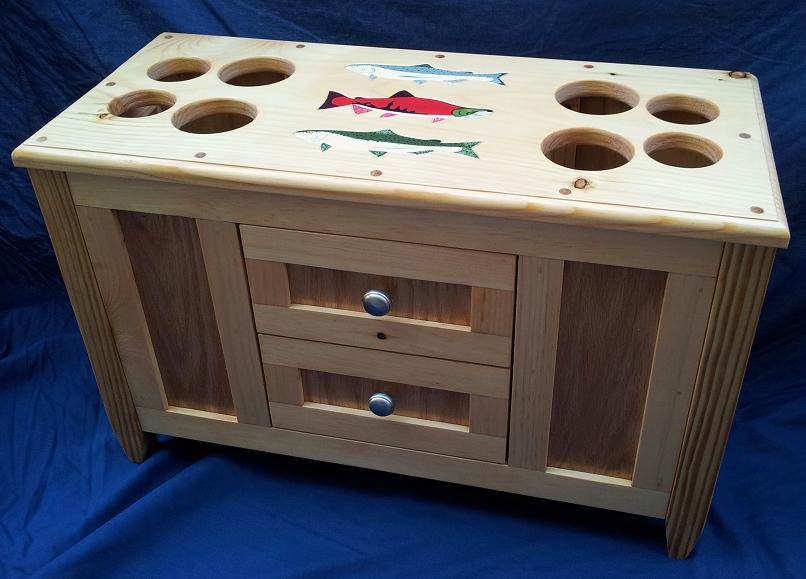 Elkhorn Fly Rod & Reel Cabinet with Side Rod Racks - Salmon & Exotic Species