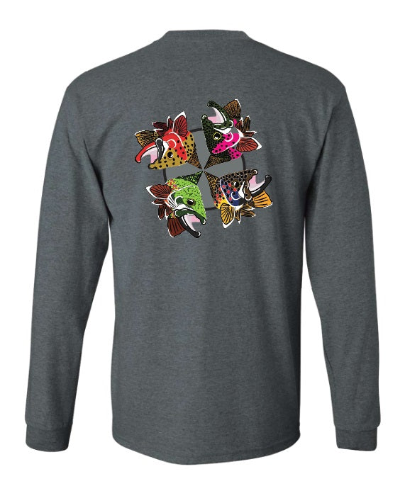 4 Trout Pinwheel Long Sleeve T-Shirt