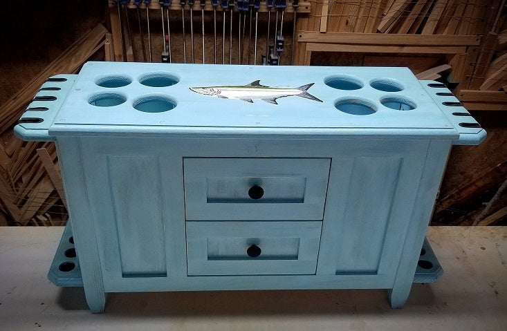 Elkhorn Fly Rod & Reel Cabinet with Side Rod Racks - Salmon & Exotic Species