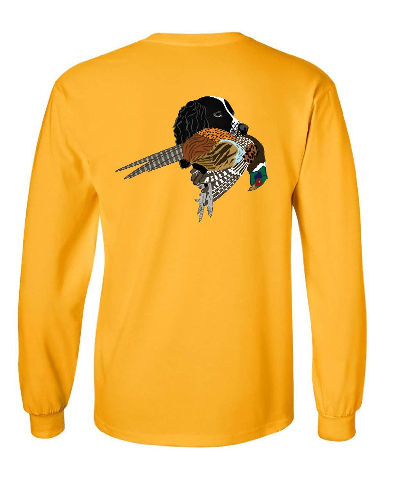 Black Springer Spaniel with Pheasant Long Sleeve T-Shirt