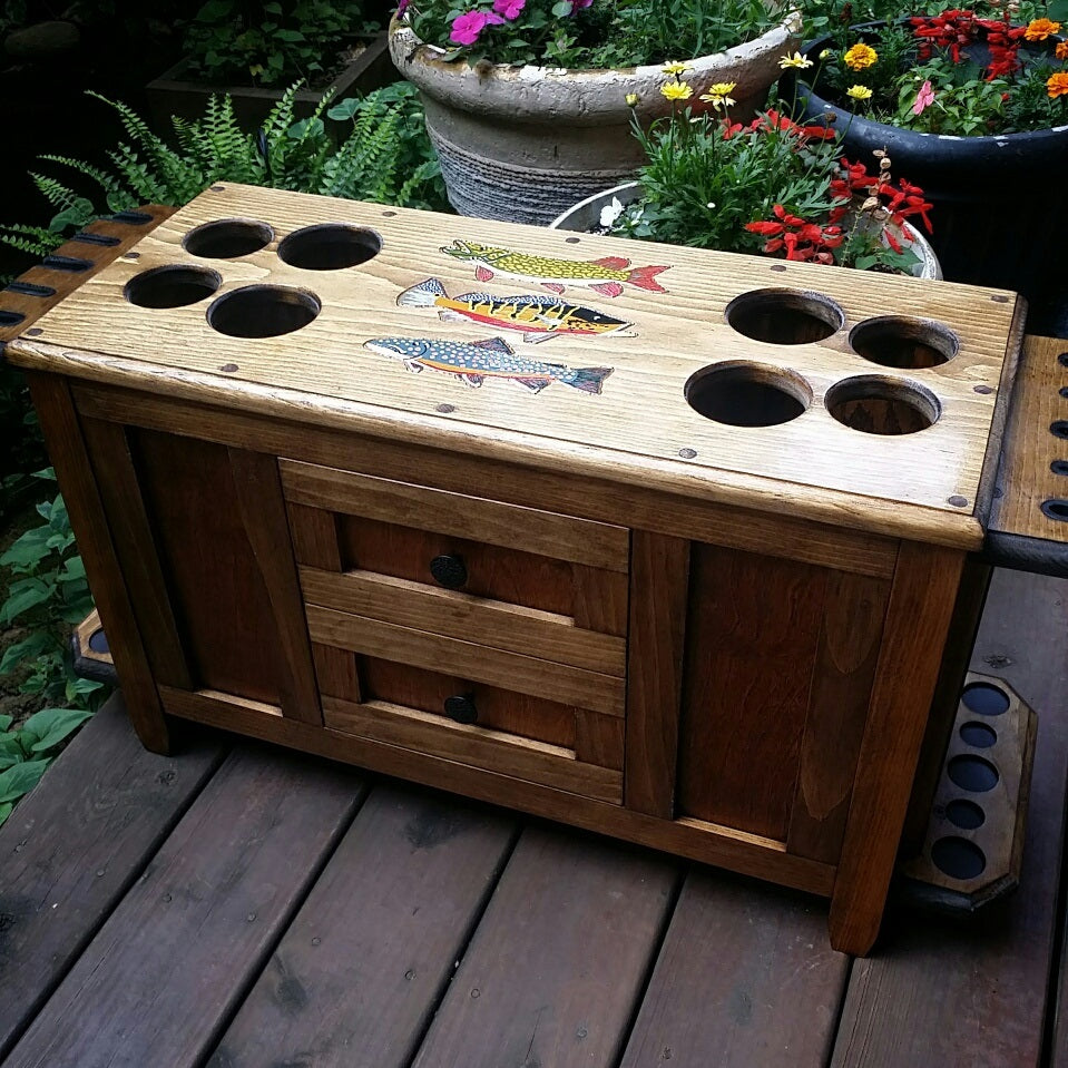 Elkhorn Fly Rod & Reel Cabinet with Side Rod Racks - Salmon & Exotic Species