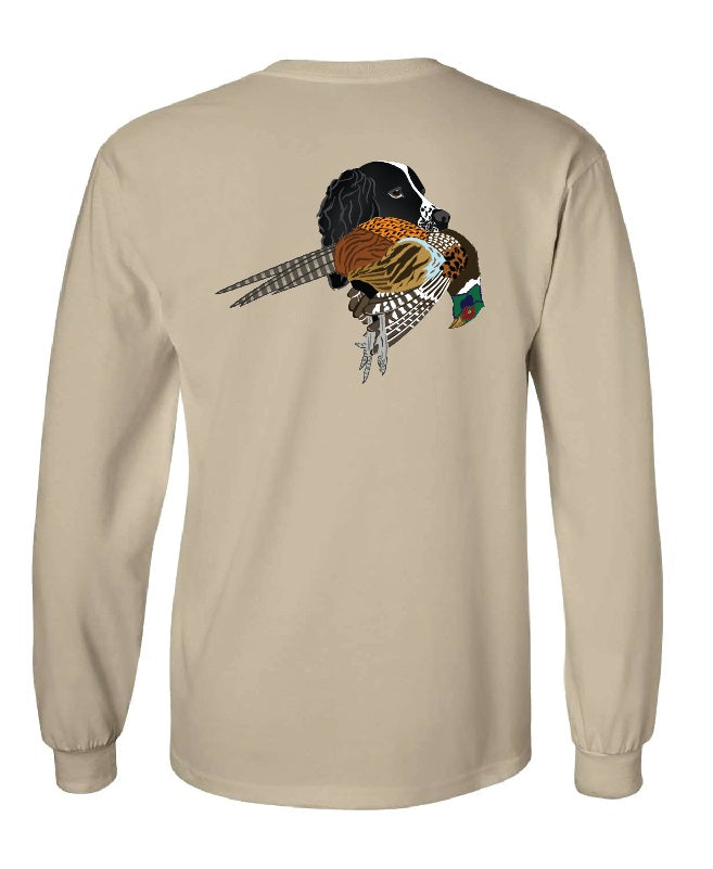 Black Springer Spaniel with Pheasant Long Sleeve T-Shirt