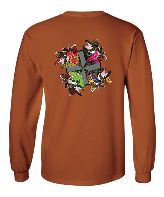 4 Trout Pinwheel Long Sleeve T-Shirt