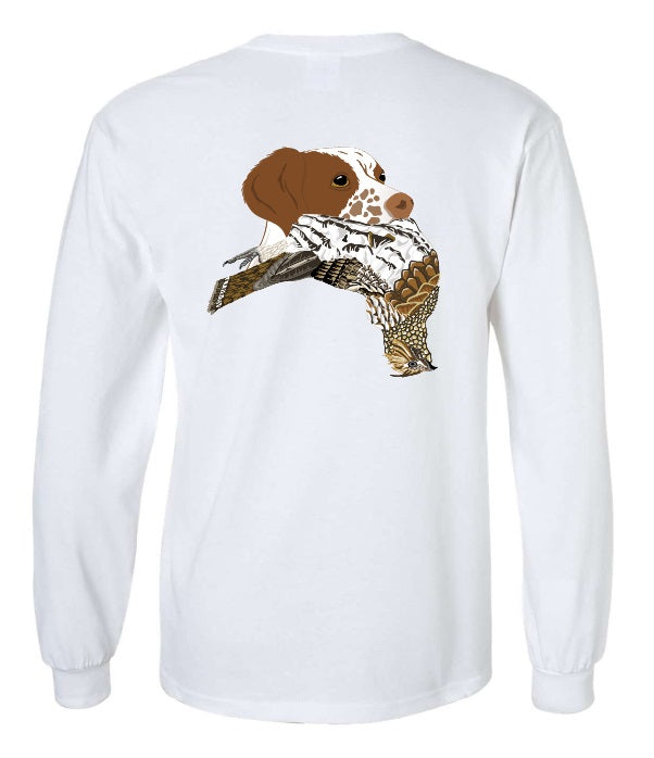 Brittany Spaniel with Grouse Long Sleeve T-Shirt