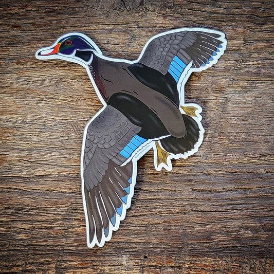 Flying Wood Duck Sticker