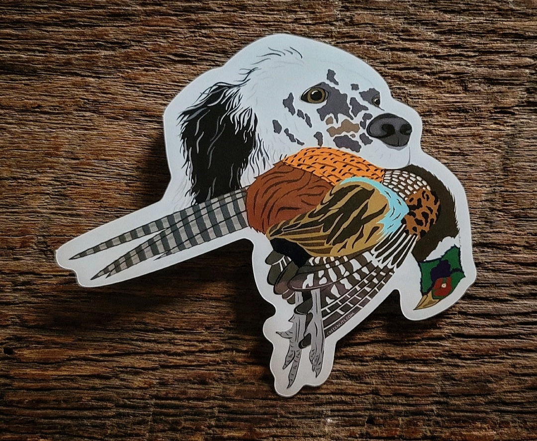 English Setter with Pheasant Sticker