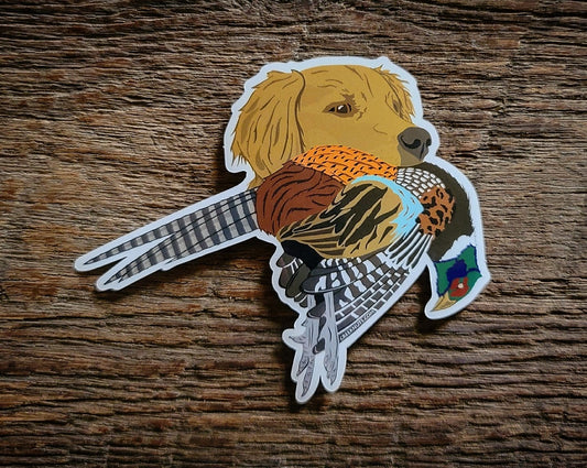 Golden Retriever with Pheasant Sticker