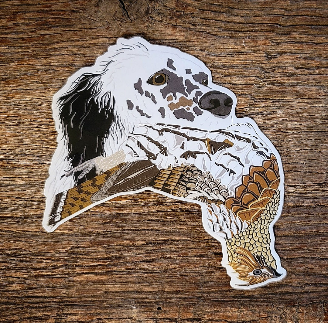 English Setter with Grouse Sticker
