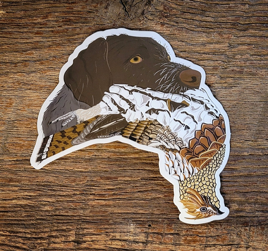 German Wirehaired Pointer with Grouse Sticker