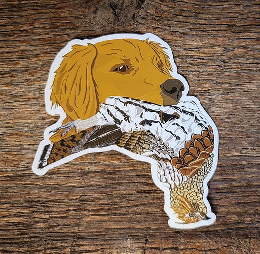 Golden Retriever with Grouse Sticker