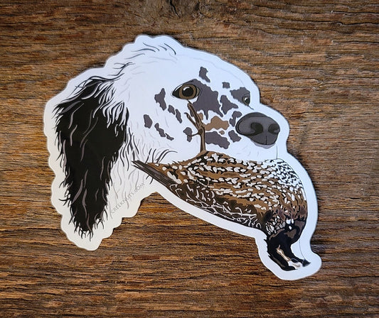 English Setter with Quail Sticker