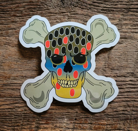Brown Trout Skull & Crossbones Sticker
