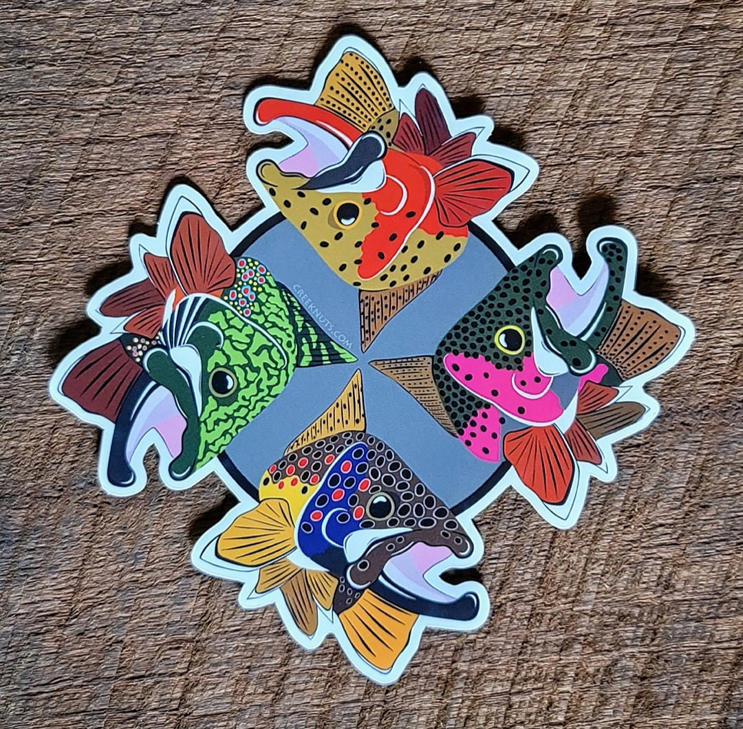 4 Trout Pinwheel Sticker