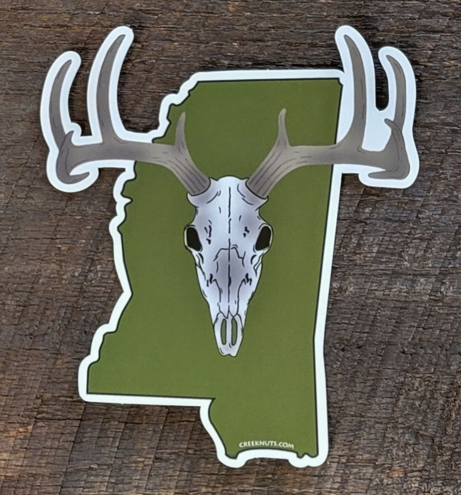 Mississippi Whitetail Buck Euro Mount Sticker – My Store