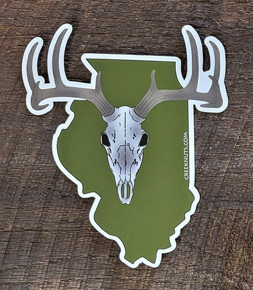 Illinois Whitetail Buck Euro Mount Sticker