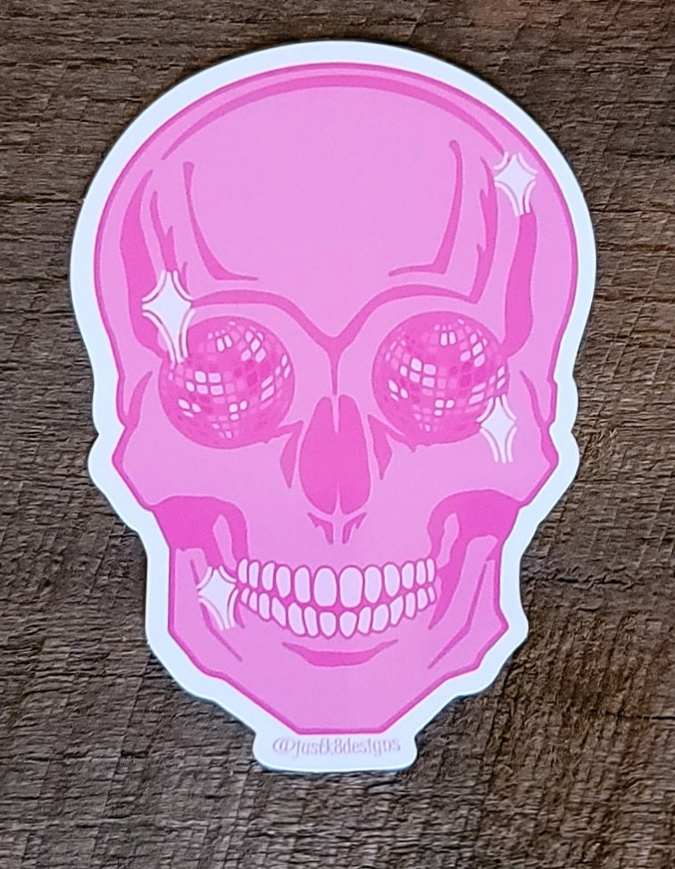 JustK8Designs Pink Disco Skull Sticker
