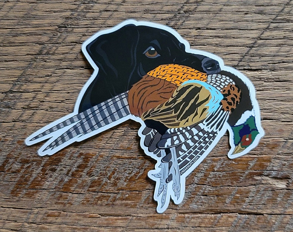 Black German Shorthaired Pointer with Pheasant Sticker