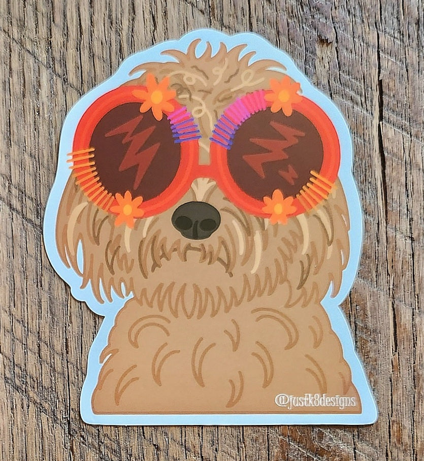 JustK8Designs Goldendoodle Sunglasses Sticker