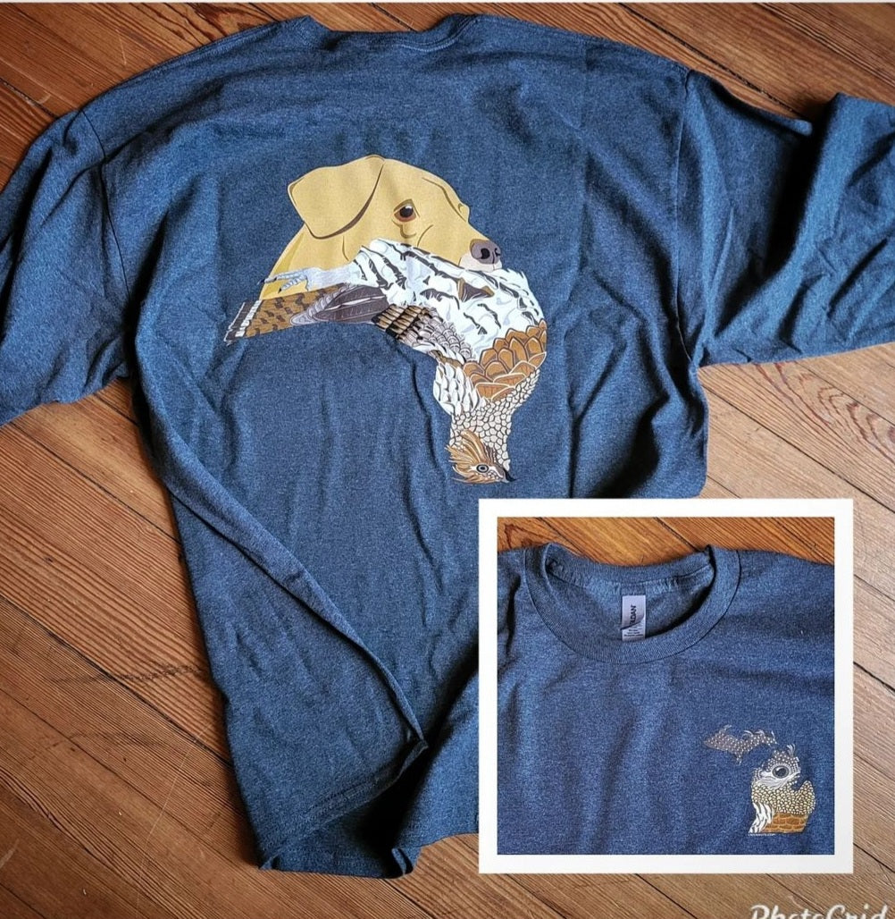 Yellow Labrador Retriever with Grouse Long Sleeve T-Shirt