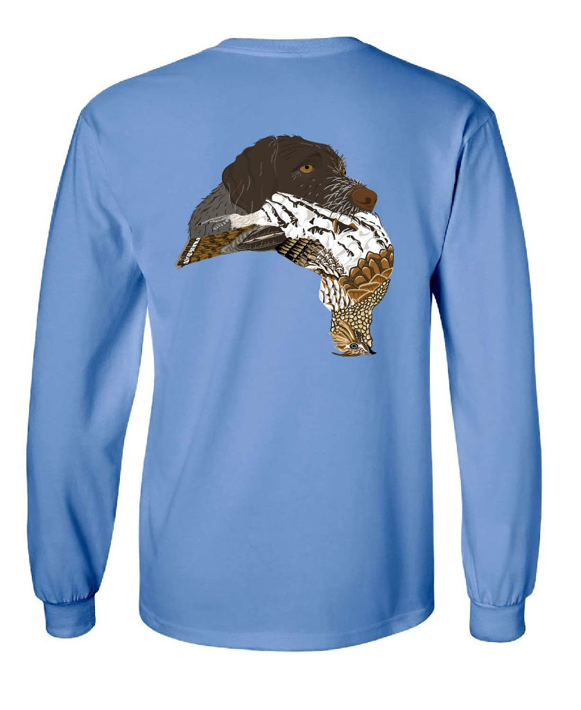 German Wirehaired Pointer with Grouse Long Sleeve T-Shirt