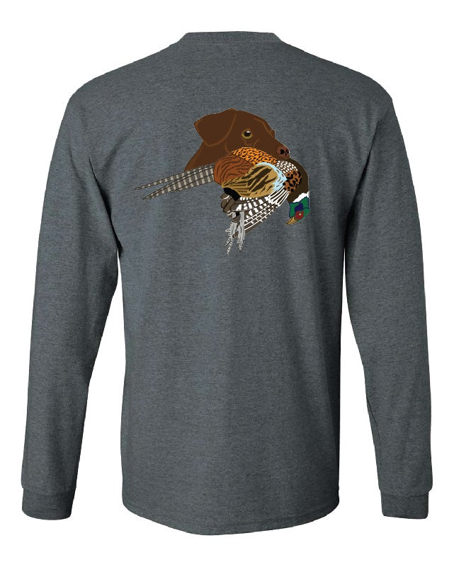 Chocolate Labrador Retriever with Pheasant Long Sleeve T-Shirt