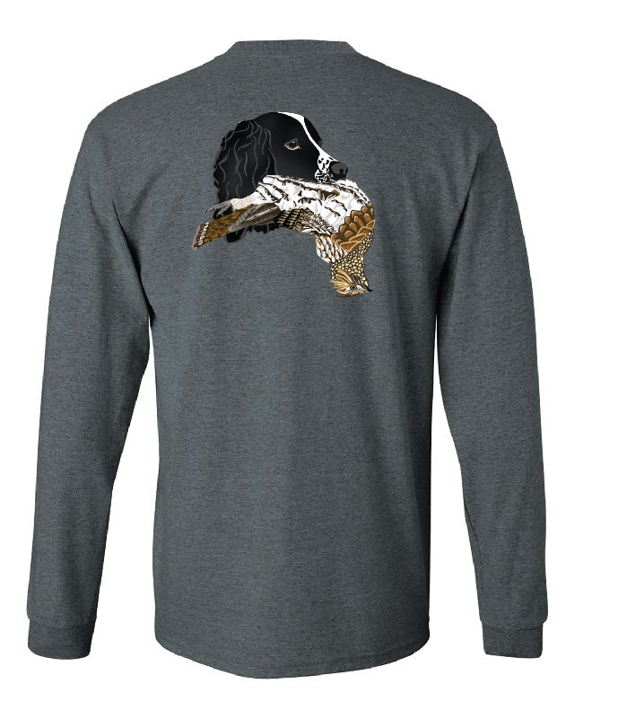 Black Springer Spaniel with Grouse Long Sleeve T-Shirt