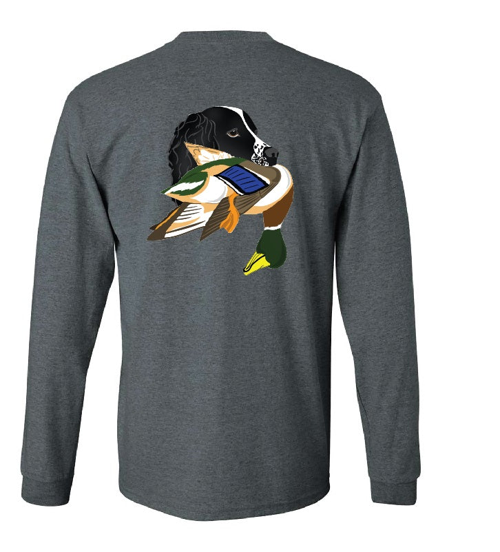 Black Springer Spaniel with Mallard Duck Long Sleeve T-Shirt