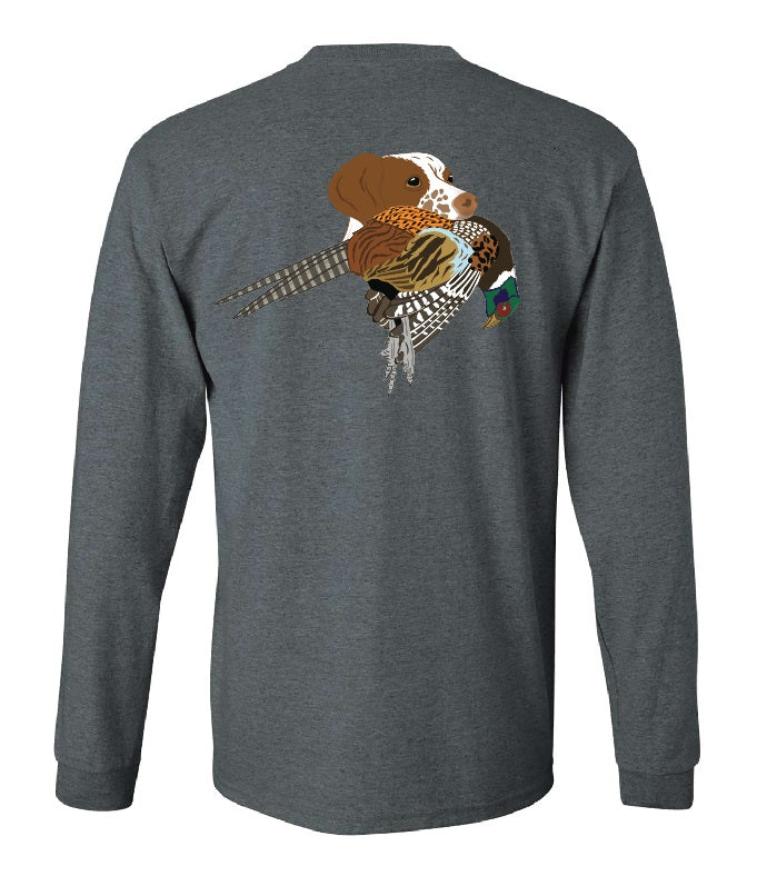 Brittany Spaniel with Pheasant Long Sleeve T-Shirt