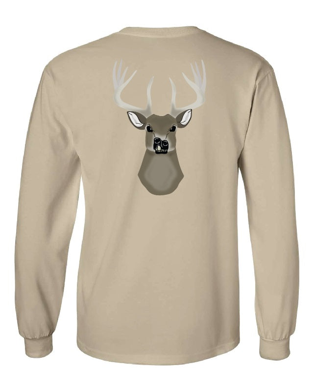 Angry Buck with State Whitetail Euro Mount Long Sleeve T-Shirt