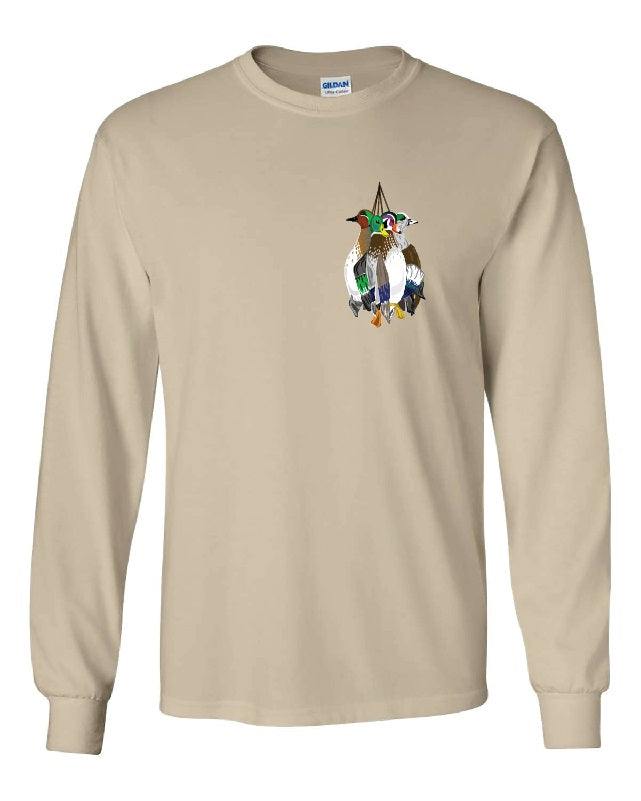 Chocolate Labrador Retriever with Mallard Duck Long Sleeve T-Shirt