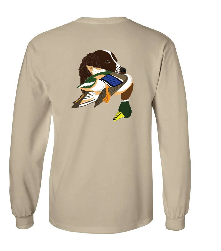 Springer Spaniel with Mallard Duck Long Sleeve T-Shirt