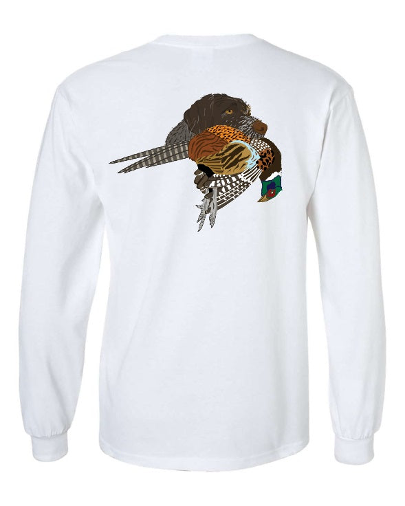 German Wirehaired Pointer with Pheasant Long Sleeve T-Shirt